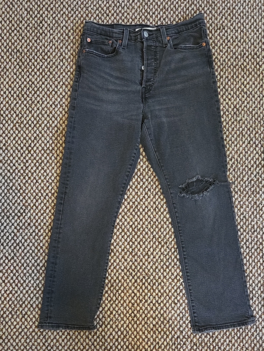 Levi's High-Rise Distressed Black Medium-Strech Jeans With Button Fly